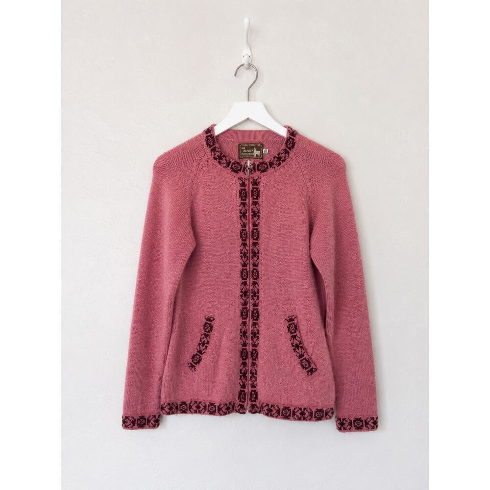 The Alpaca Connection Pink Alpaca Blend Zip Cardigan Jacket Peru Size S